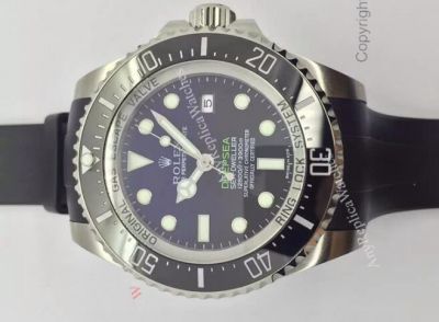 NEW UPGRADED Replica Rolex Deepsea D-Blue Black Rubber Strap Watch